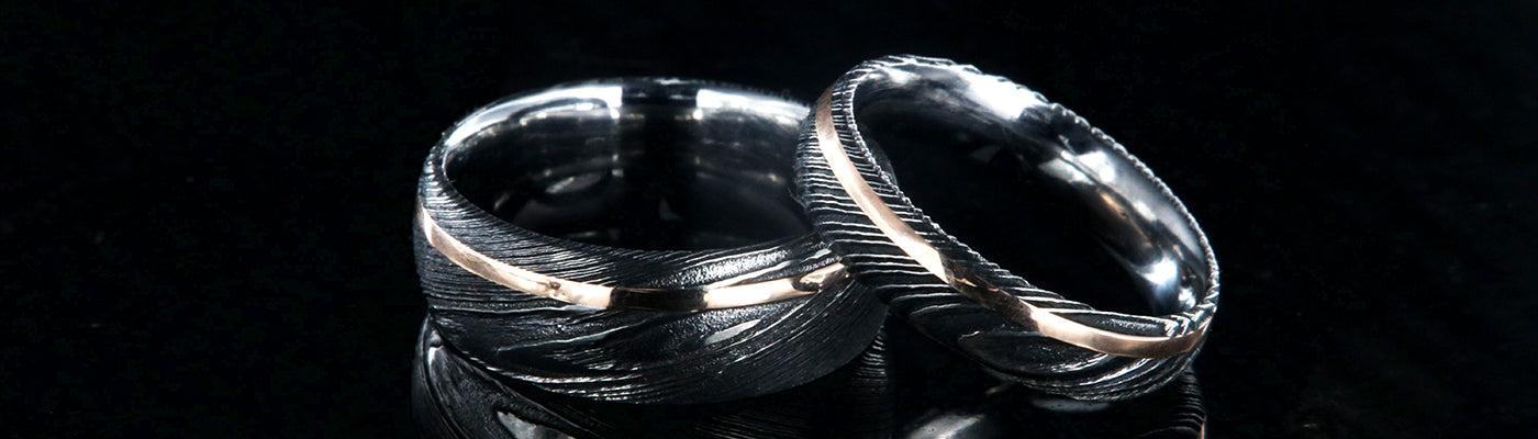 Damascus Steel Ring Set