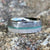 8mm wide men's wedding ring with a thin turquoise center inlay, a Gibeon meteorite edge, and an antler edge