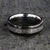 8mm wide wedding band with Gibeon meteorite center inlay and stardust edges