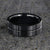 8mm wide black ceramic ring with a matte finish and polished vertical and horizontal grooves