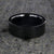 8mm wide black ceramic wedding band with a flat profile and polish finish