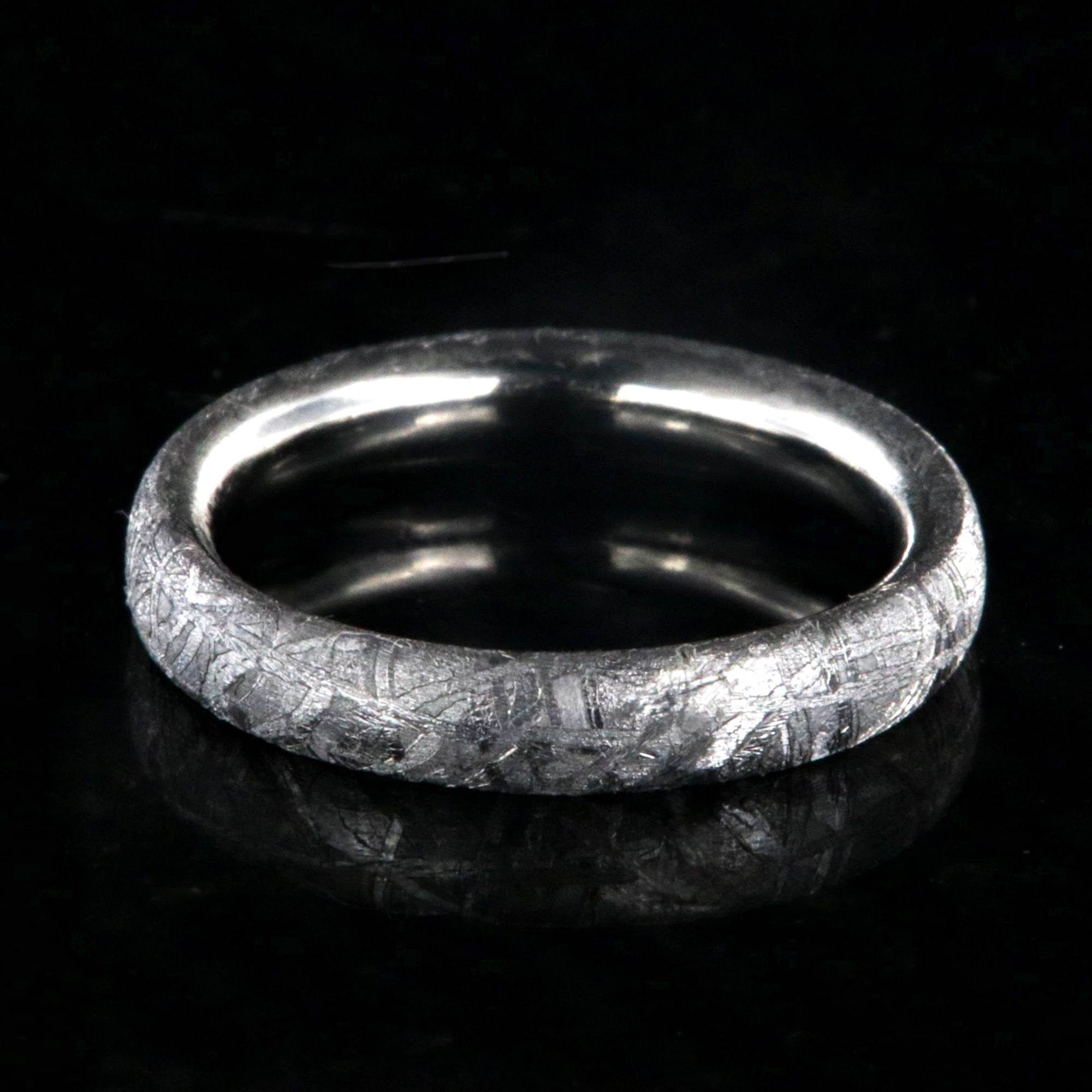 3mm wide women's meteorite ring with rounded profile