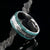 Mens wedding band with Gibeon meteorite center inlay with turquoise edges