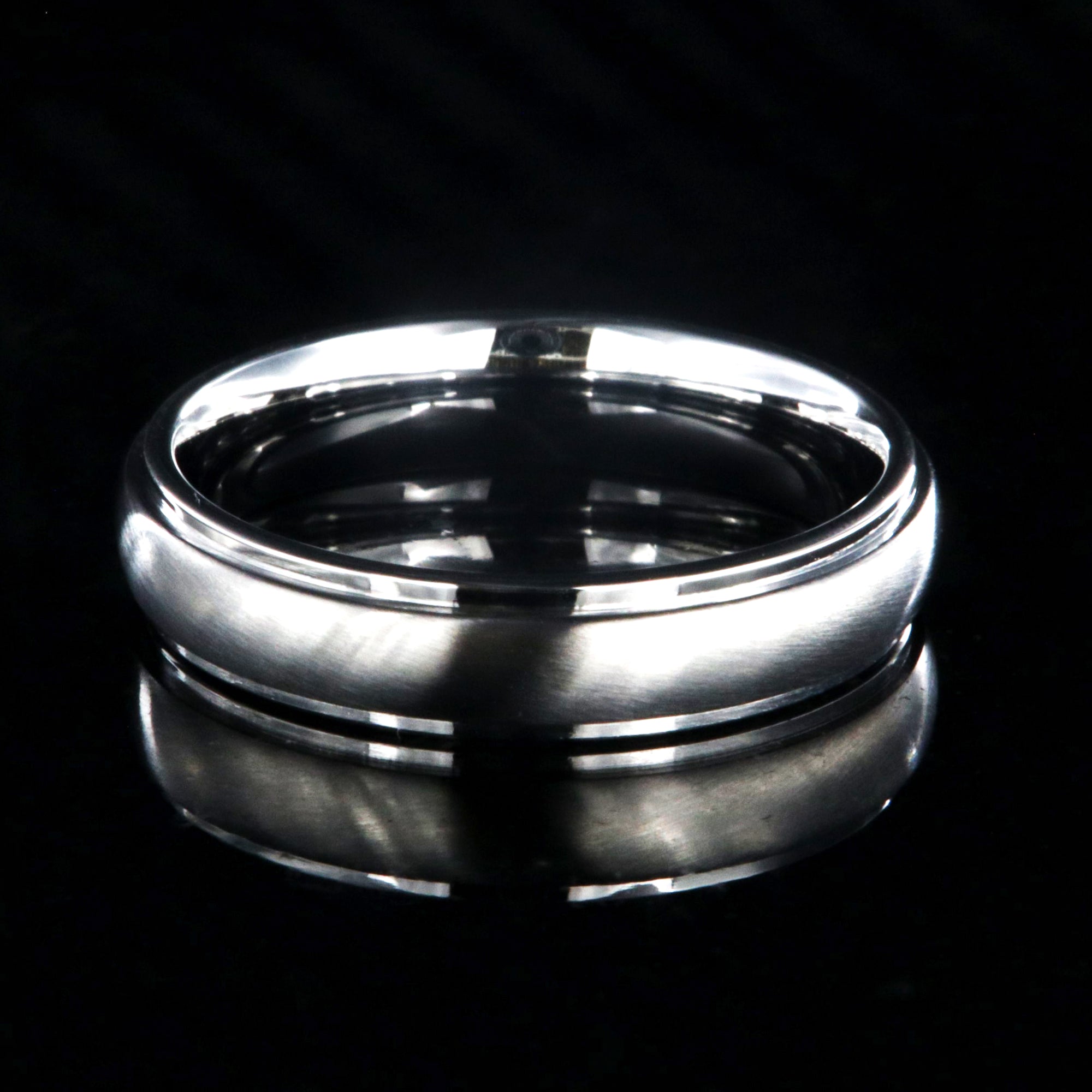 5mm wide cobalt ring with a raised center, stepped edges, and a rounded profile