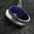 8mm wide meteorite and stardust ring with purple-blue sleeve