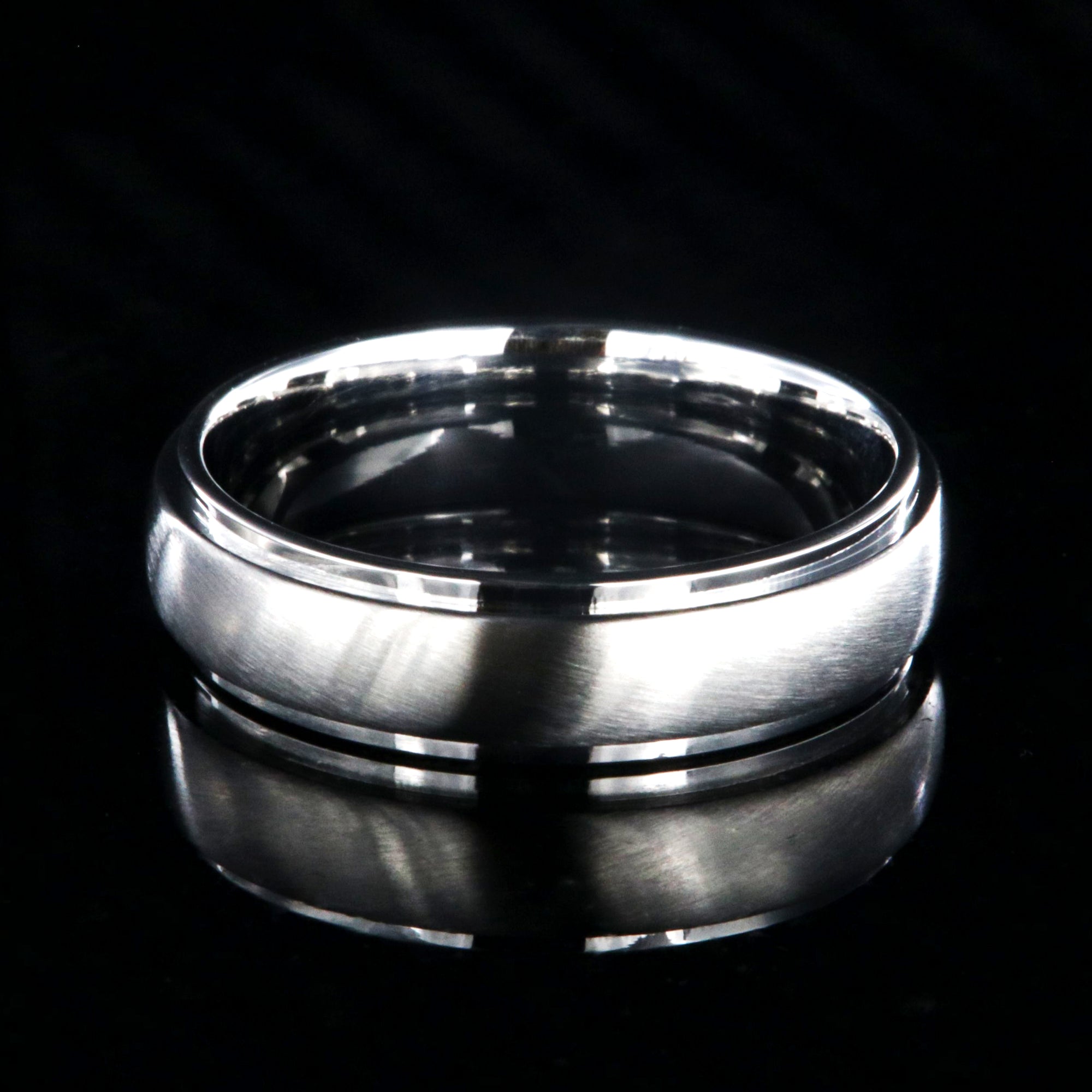 6mm wide cobalt ring with a brushed raise-center and polished edges