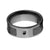 8mm wide black zirconium ring with a black carbon fiber inlay and a bezel set black diamond