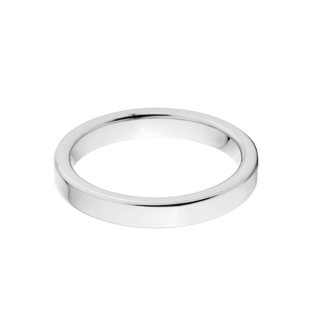 3mm wide cobalt wedding band with a flat profile and polish finish