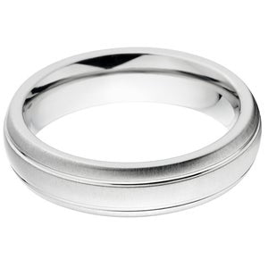 5mm wide cobalt wedding band with dual edge grooves