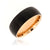 8mm wide tungsten ring with a rose gold sleeve and black outside