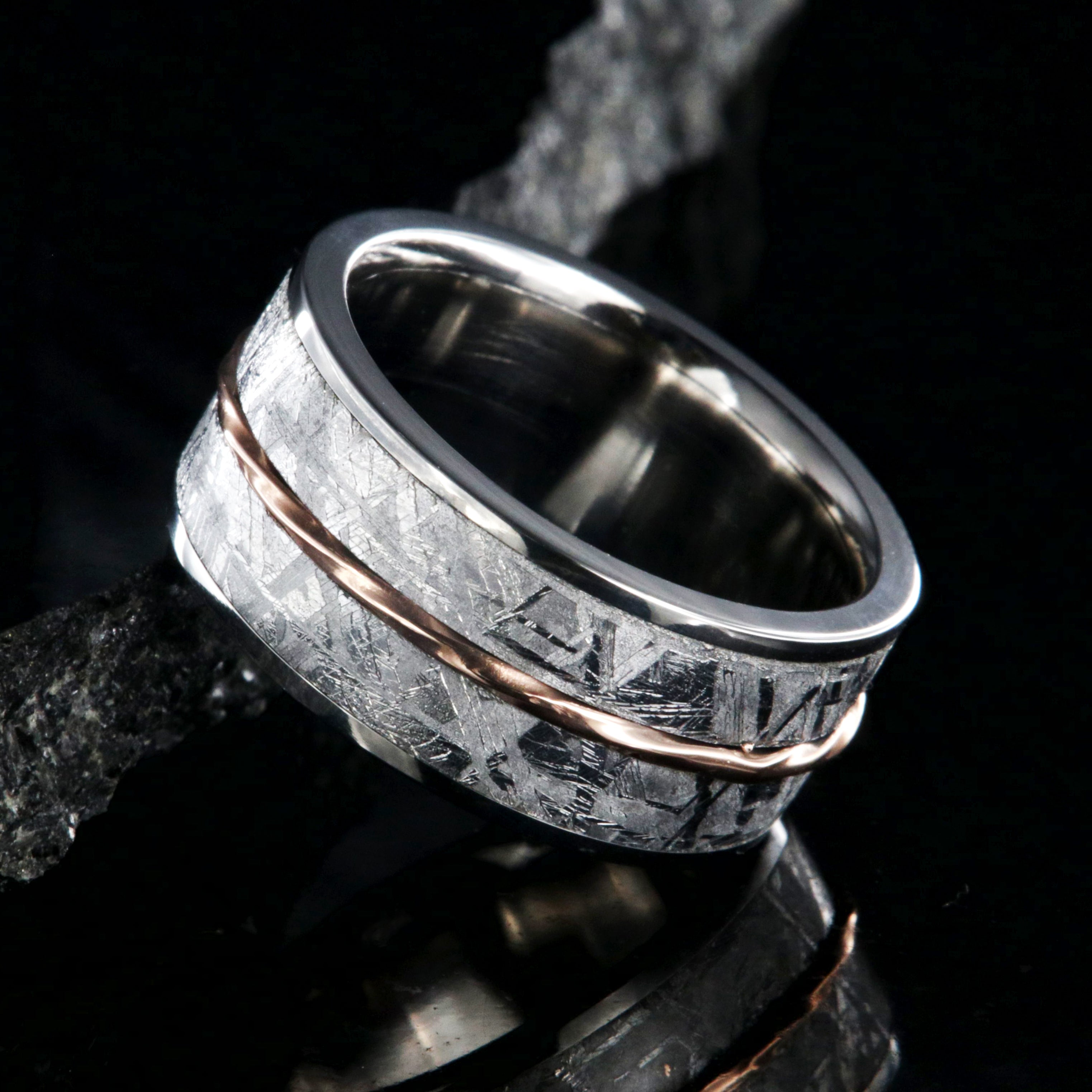 Platinum meteorite wedding deals band