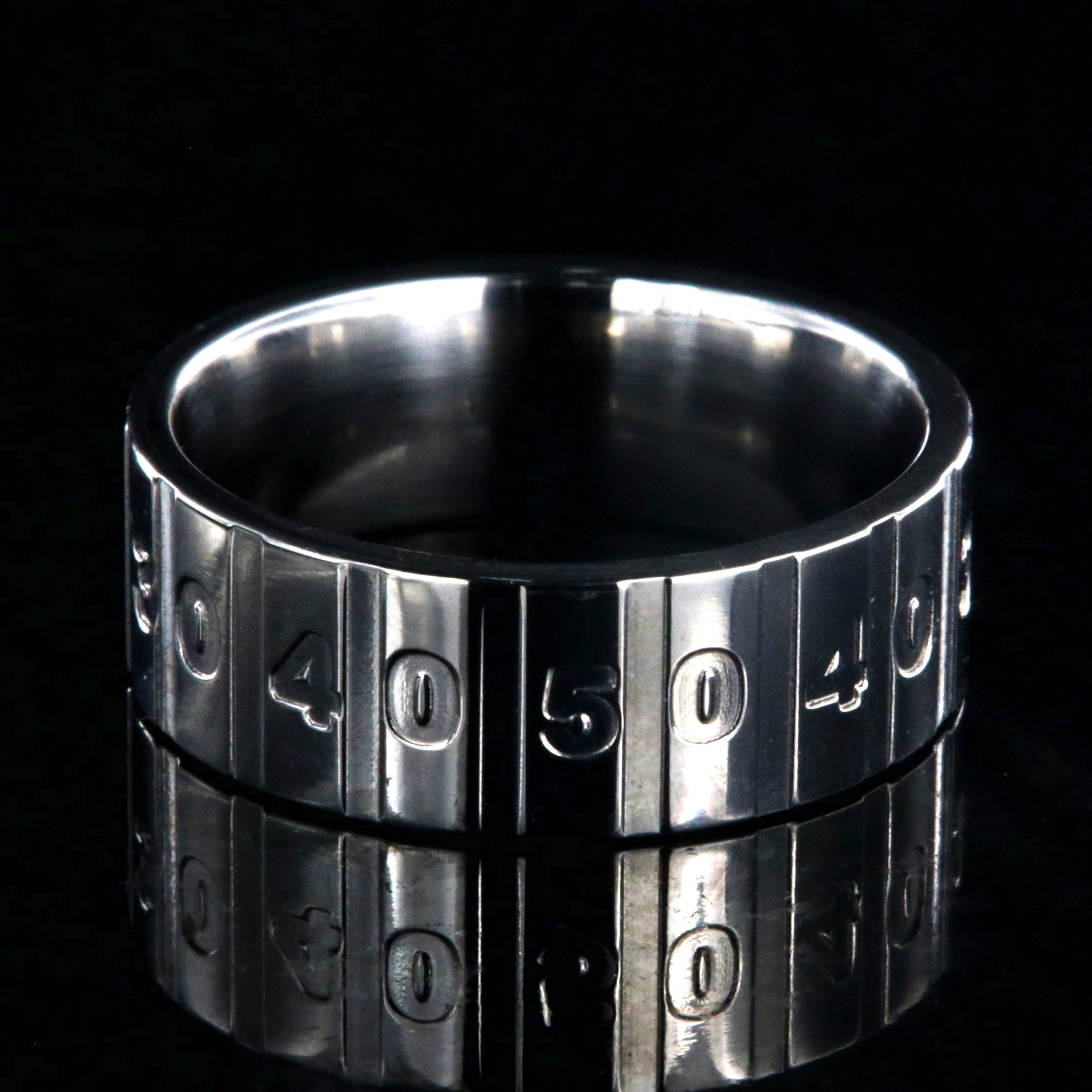 8mm wide titanium football ring with milled yardage