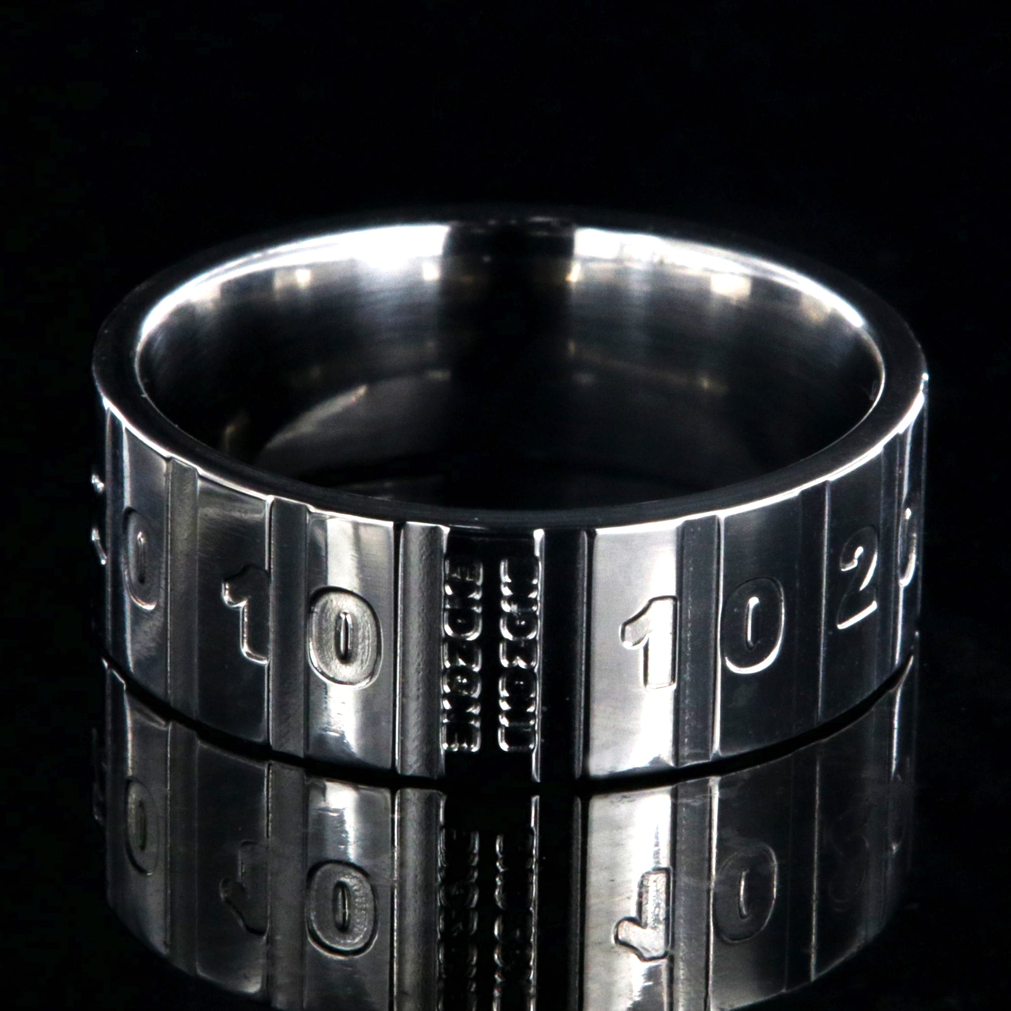 8mm wide titanium football ring with milled yardage