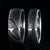 8mm and 6mm wide Damascus steel wedding band set with vertical rose gold inlay