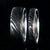8mm and 4mm wide matching Damascus steel wedding bands with ultra-thin off-centered rose gold inlays