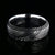 8mm wide black Damascus steel ring for men with a polish inside and a 2 step grooved edges