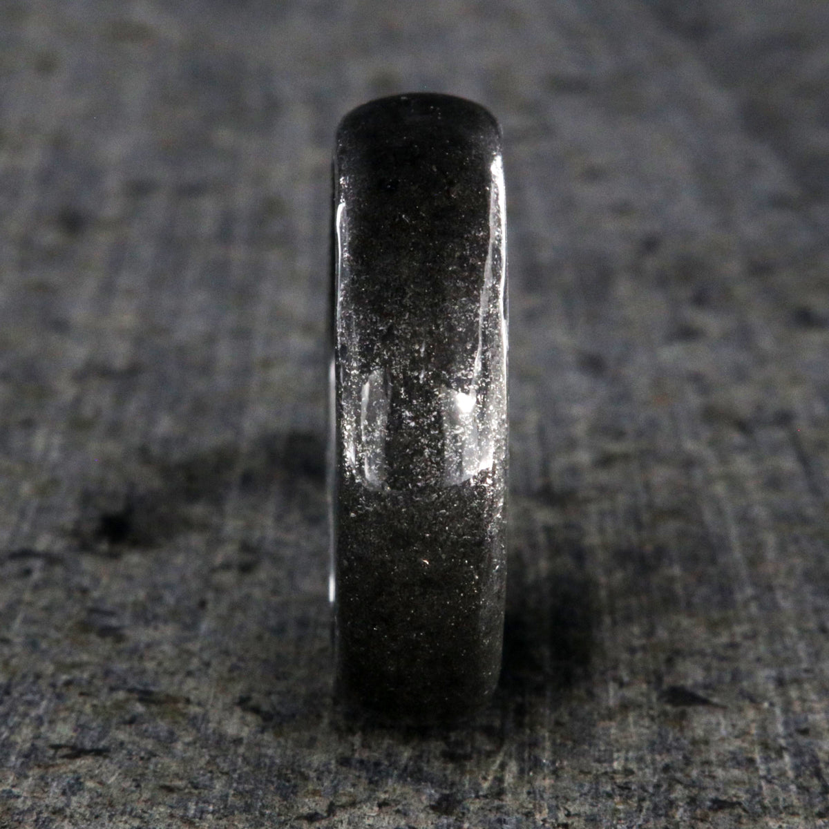 6mm wide stardust ring with black zirconium sleeve