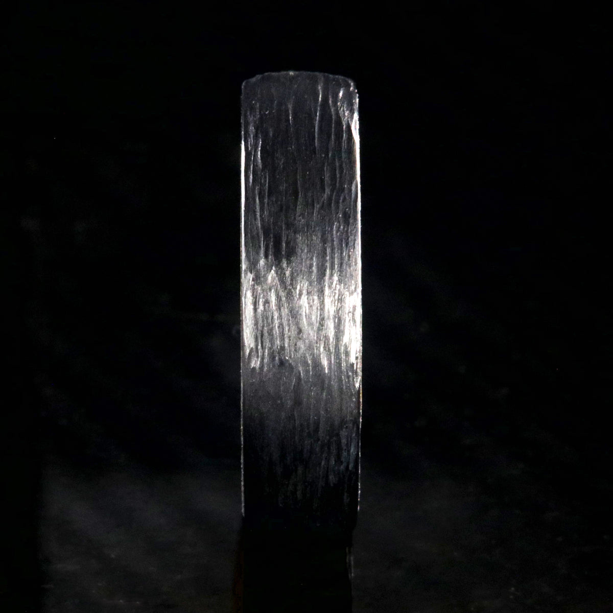 6mm wide black zirconium wedding band with a tree bark finish, whiskey barrel sleeve, and rounded profile