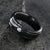 7mm wide black zirconium tension set ring with white sapphire and grooved edges
