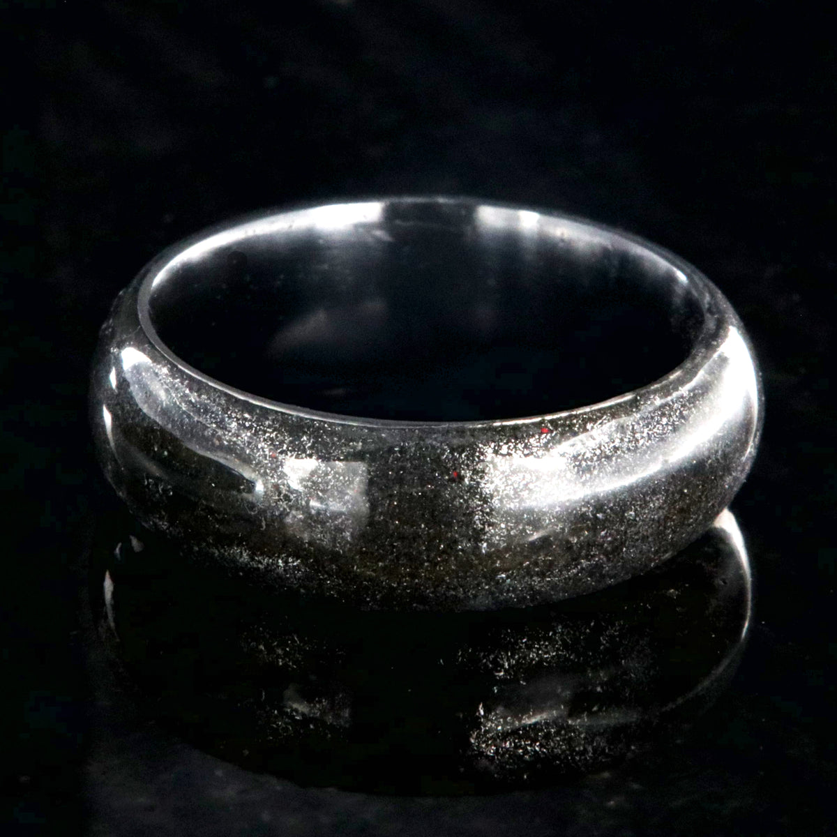 8mm Gibeon Meteorite Stardust Wedding Band with Black Zirconium Sleeve