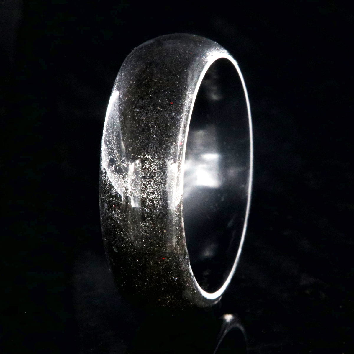 8mm Gibeon Meteorite Stardust Wedding Band with Black Zirconium Sleeve