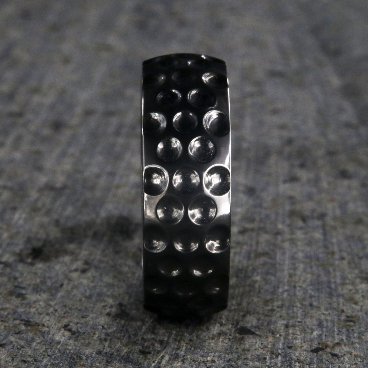 8mm wide black zirconium golf ball ring