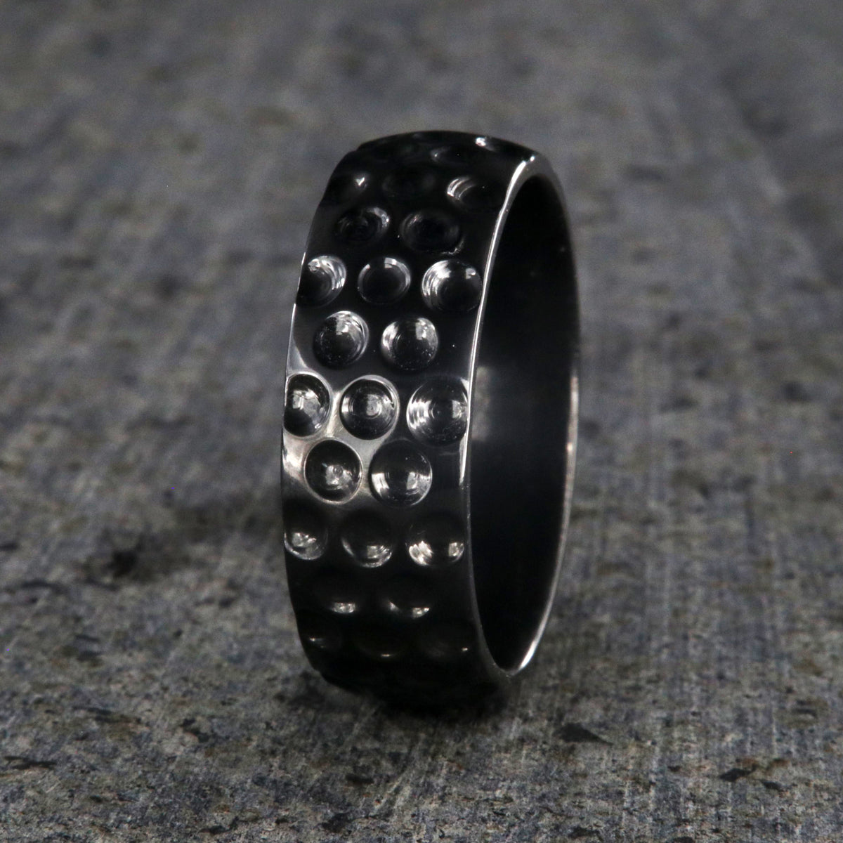 8mm wide black zirconium golf ball ring
