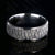 8mm wide black zirconium ring with a raised-center and tree bark finish