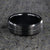 8mm wide black ceramic ring with beveled edges, a polished center groove, and a matte finish