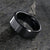 8mm wide black ceramic ring with beveled edges and a brushed finish center