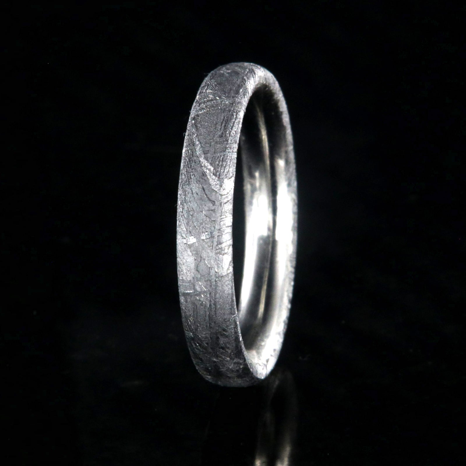 3mm wide women's meteorite ring with rounded profile