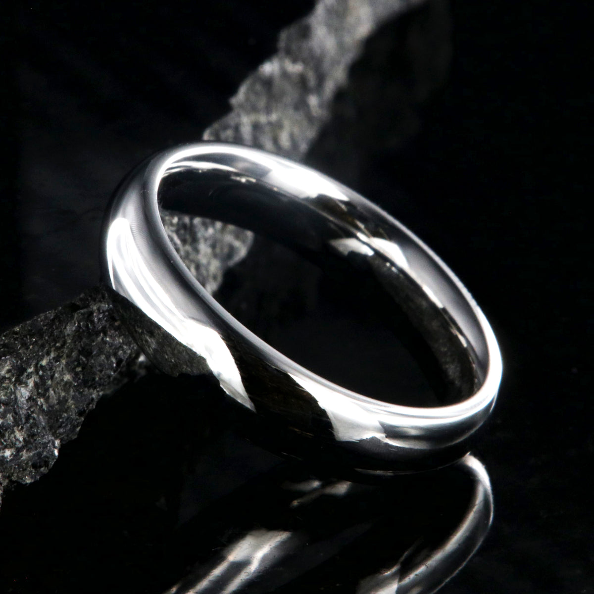 5mm wide cobalt wedding band with a polished finish and rounded profile