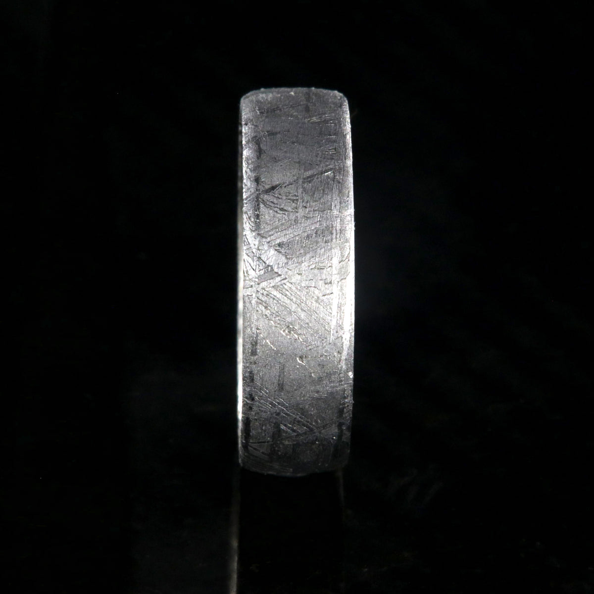 7mm wide meteorite wedding band with cobalt sleeve