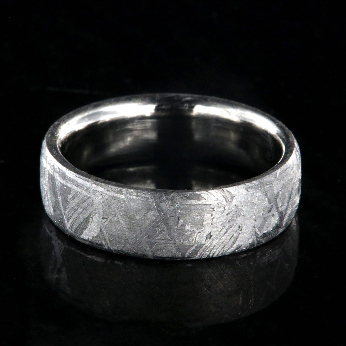 7mm wide meteorite wedding band with cobalt sleeve