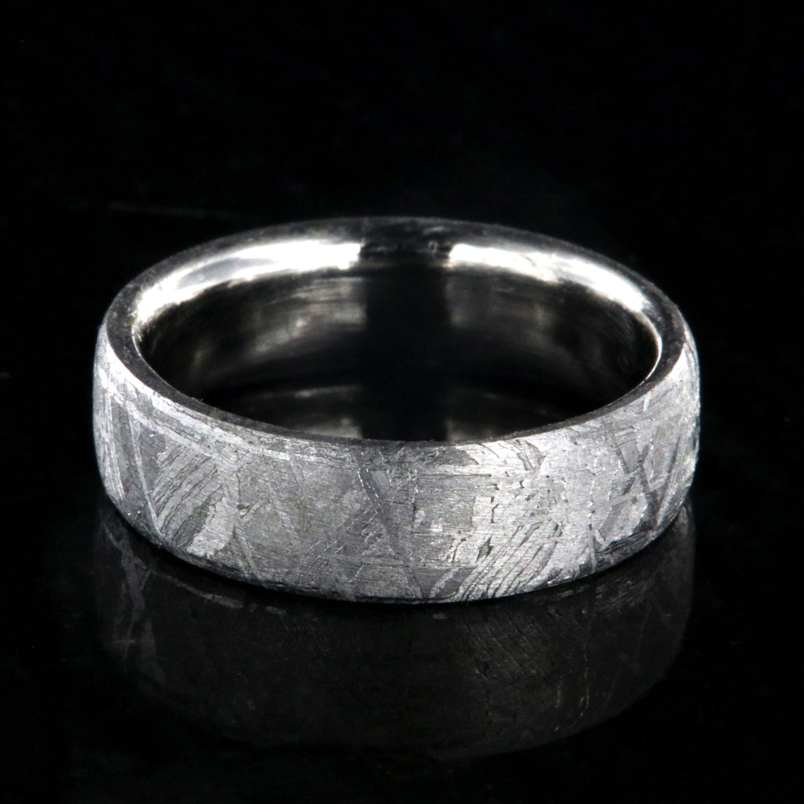 7mm wide meteorite wedding band with cobalt sleeve