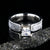 6mm wide women's meteorite engagement ring with 1 carat princess cut stone