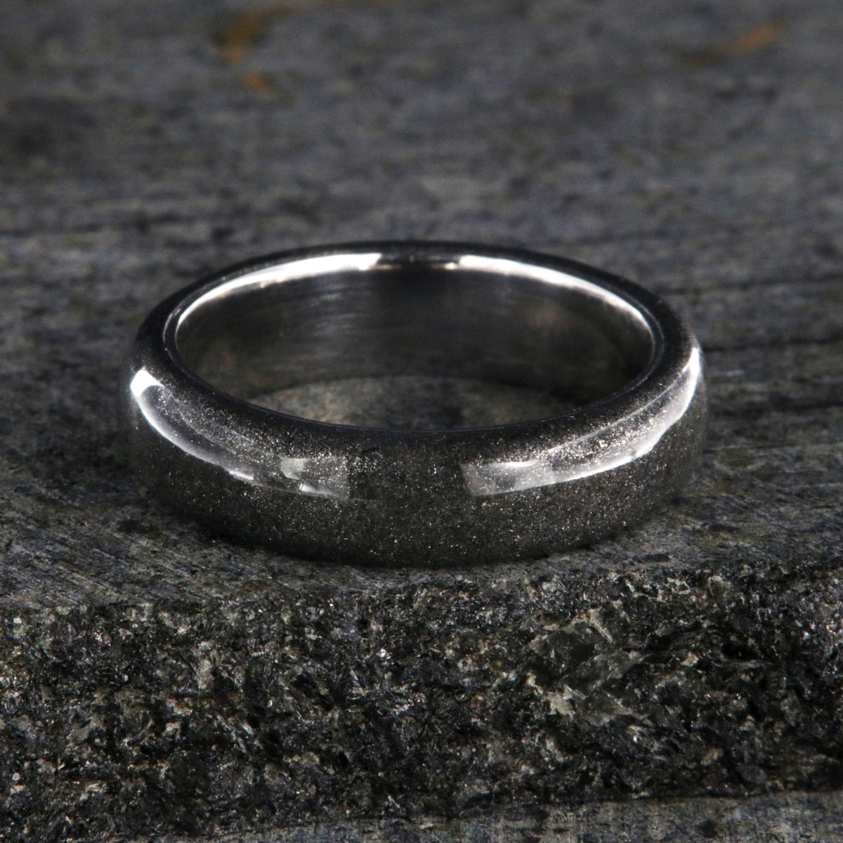 6mm wide stardust ring with rounded profile and cobalt sleeve