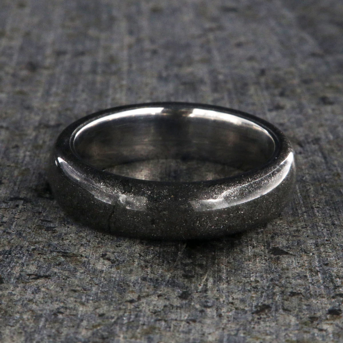 6mm wide stardust ring with rounded profile and cobalt sleeve