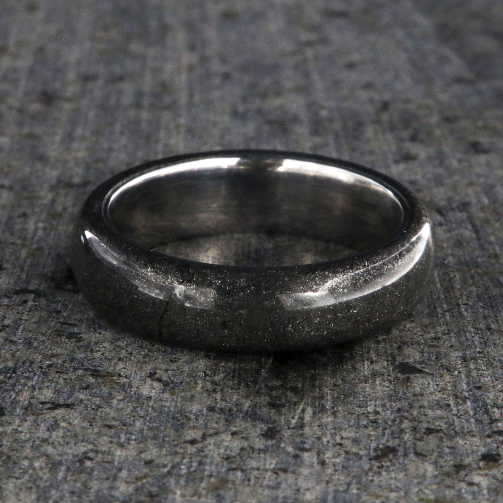 6mm wide stardust ring with rounded profile and cobalt sleeve