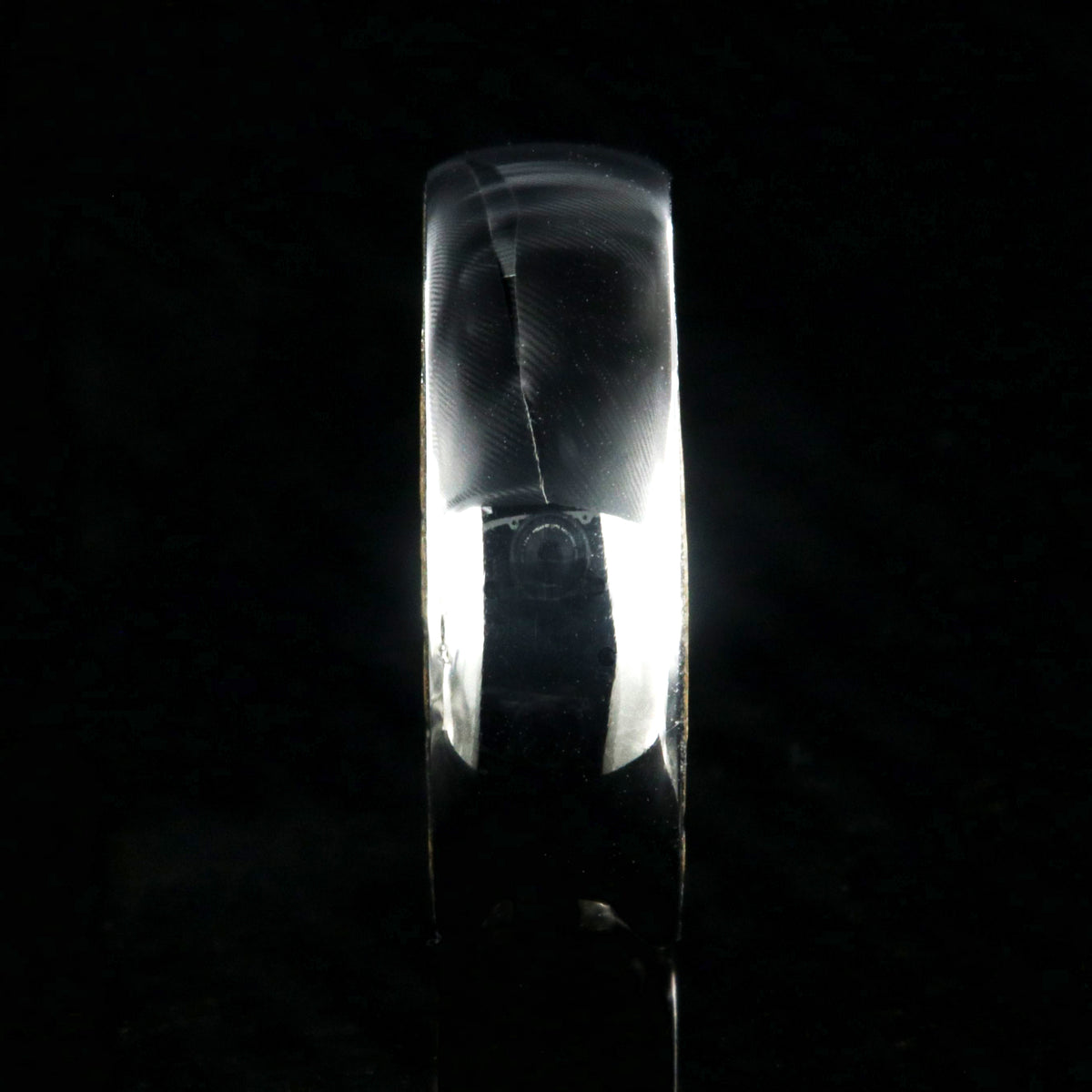 7mm wide cobalt wedding ring with a high polish and whiskey barrel sleeve