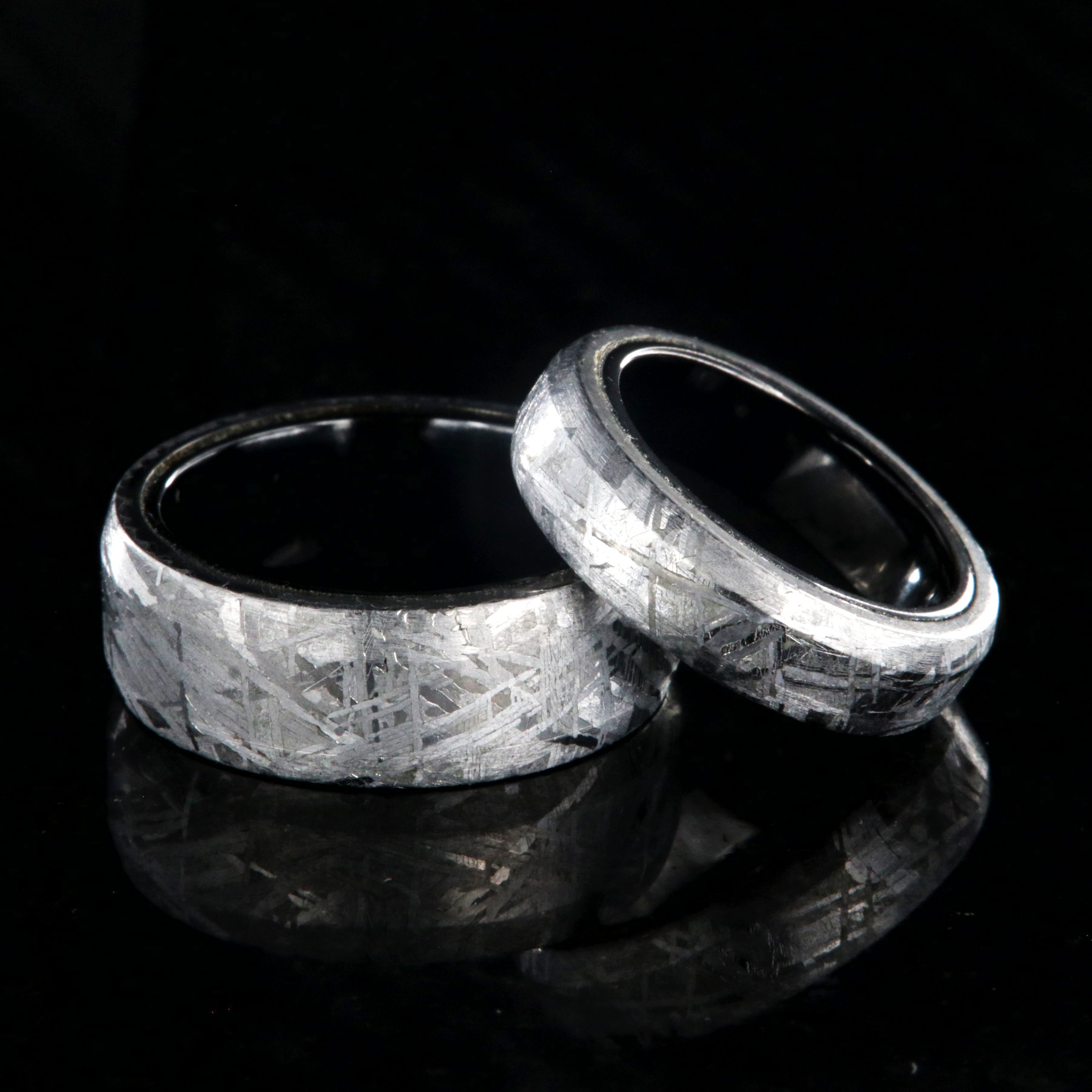 Buy Meteorite Ring in Titanium, Wedding Band Set, Meteorite Titanium Rings  Set USA Made Online in India - Etsy