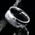 8mm wide men's wedding band with a narrow polished cobalt edge and large meteorite outside