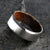 8mm wide cobalt ring with a brushed finish, beveled edges, and a whiskey barrel sleeve