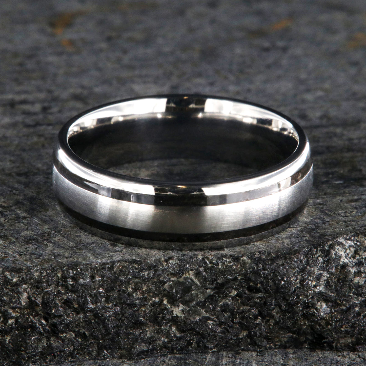 8mm wide cobalt ring with dual edged stardust inlays