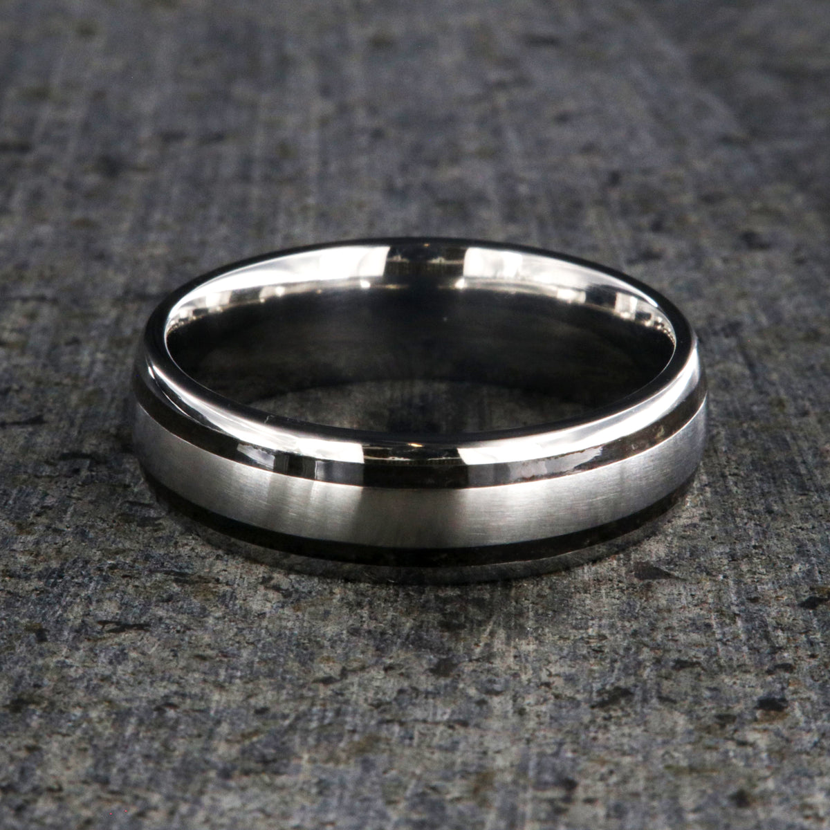 8mm wide cobalt ring with dual edged stardust inlays