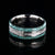 Mens wedding band with Gibeon meteorite center inlay with turquoise edges