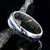 6mm wide Damascus steel ring with 2mm wide lapis lazuli inlay