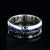 6mm wide Damascus steel ring with 2mm wide lapis lazuli inlay