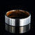 7mm wide titanium wedding band with a flat profile and whiskey barrel sleeve