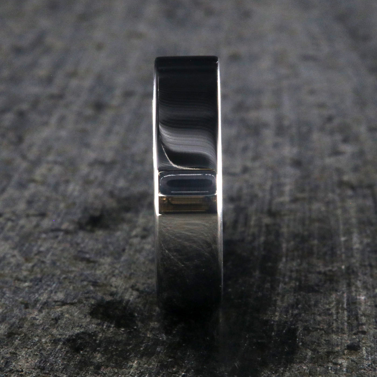 6mm wide cobalt ring with a polished finish and a flat profile
